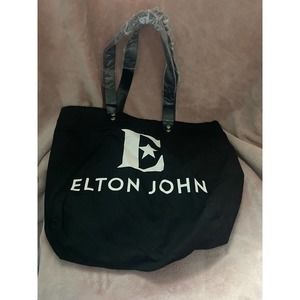 ELTON JOHN VIP Farewell Tour Large Canvas Tote Bag Black/Purple Rocketman NEW
